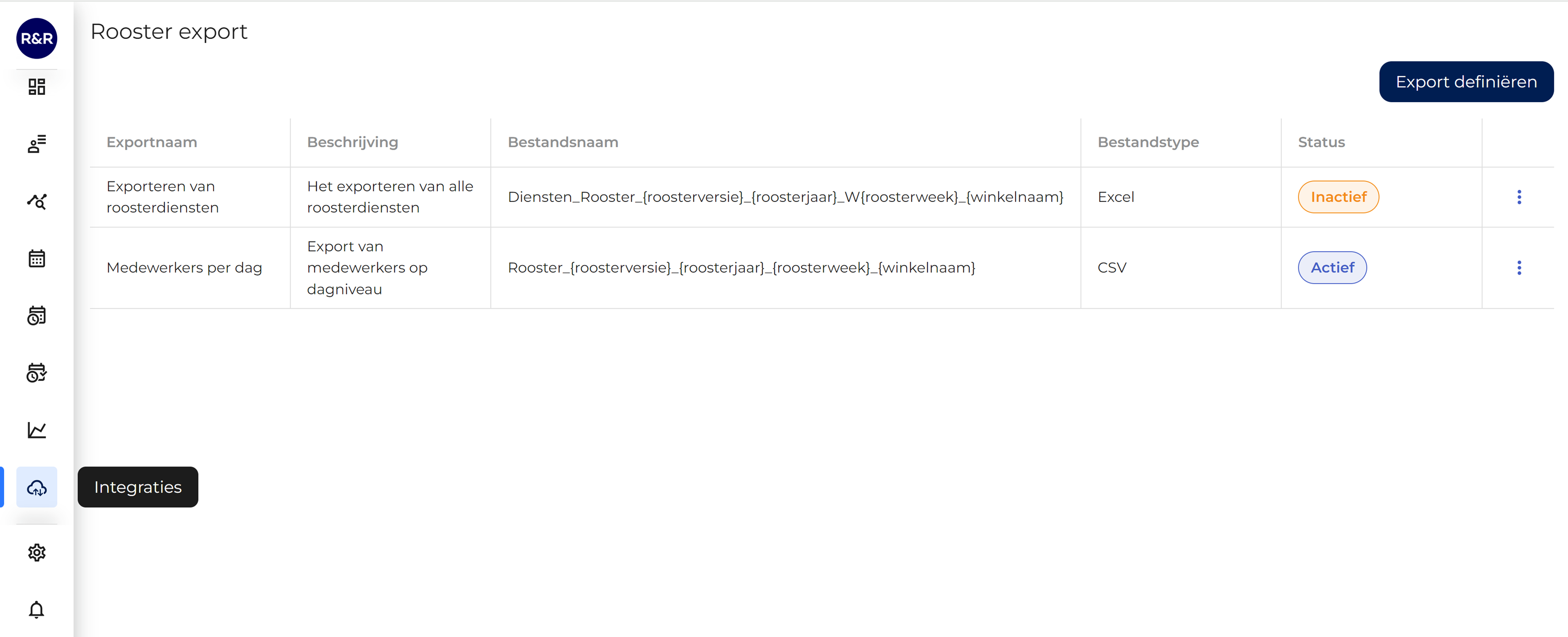 Roster-Daten Export R&R